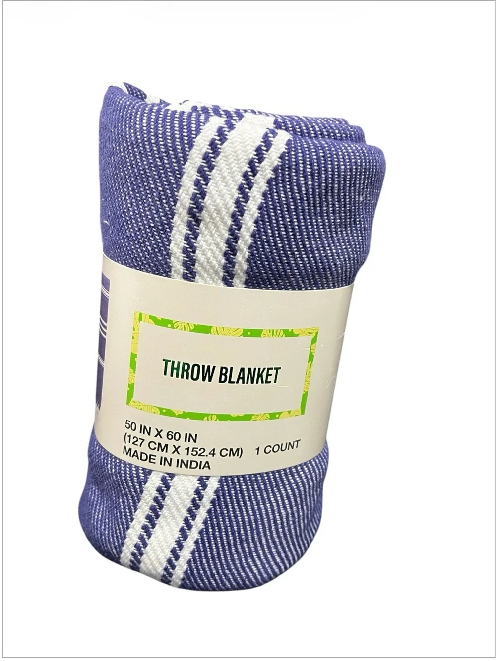 BlueFestive voice throw  blanket Blue & White Striped Throw Blanket with Tassels